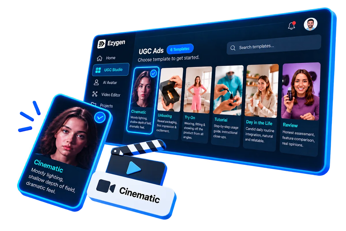Choose Your Video Type — EZYGEN UGC Studio, step 1