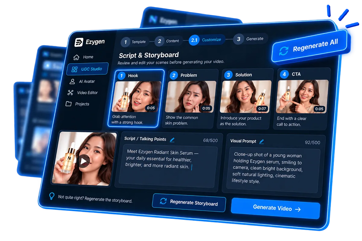 Make Every Scene Yours — EZYGEN UGC Studio, step 2.1