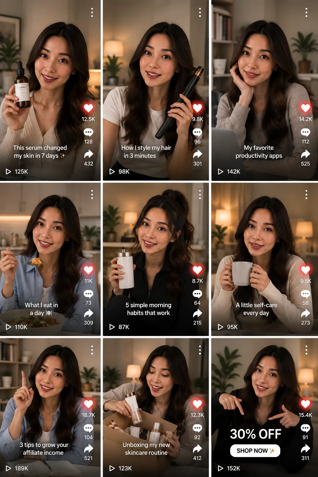 A feed where every post features the same presenter