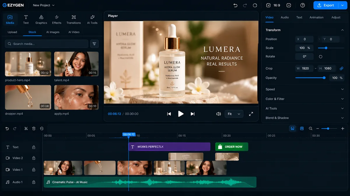 Video Editor inside EZYGEN