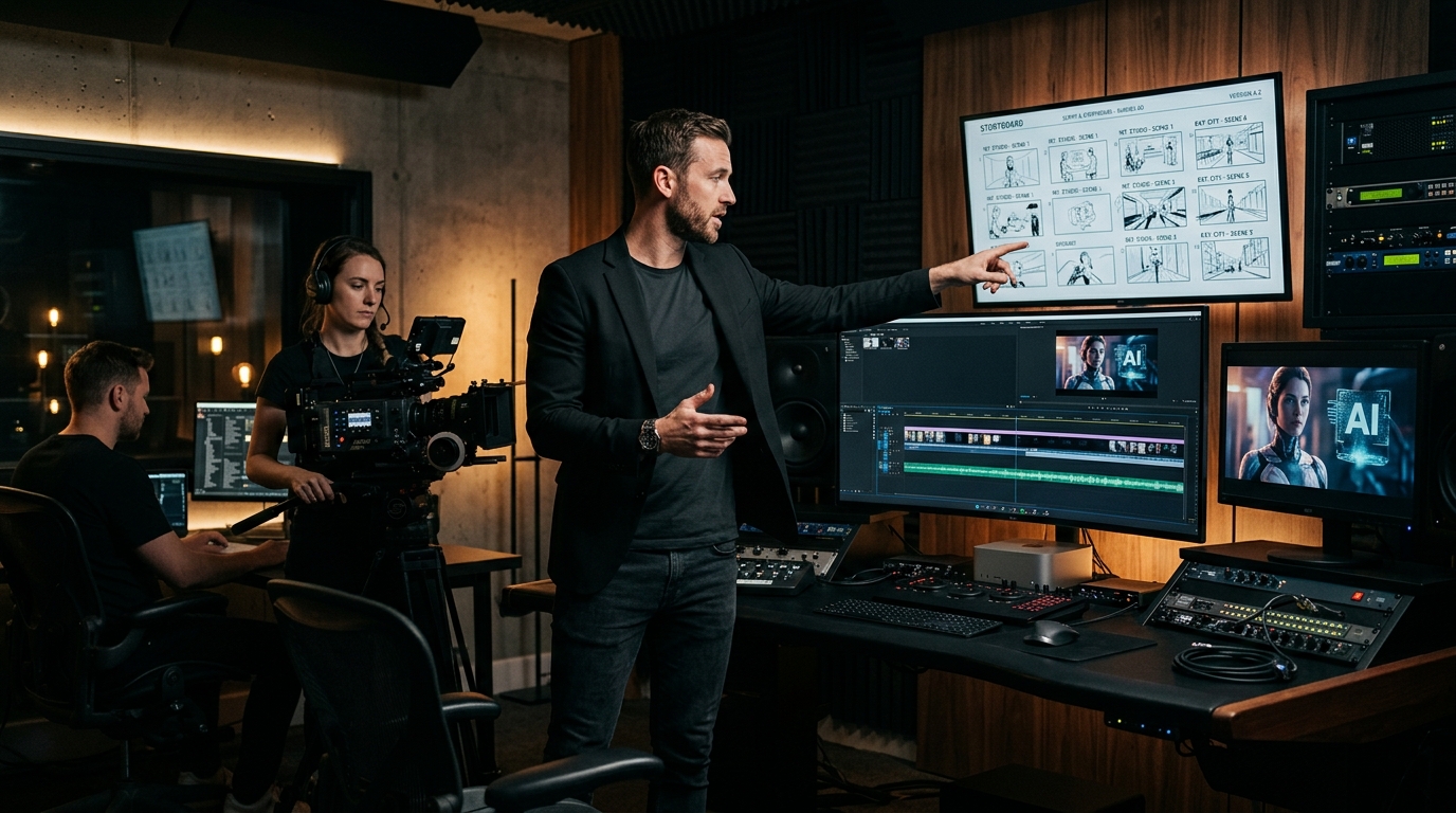 Real commercial director directing high converting AI video ads